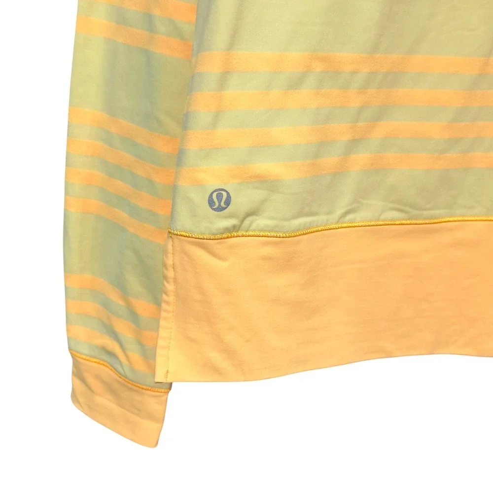 Lululemon Yellow Orange Striped Long Sleeve Back Zip Active Top Size 6